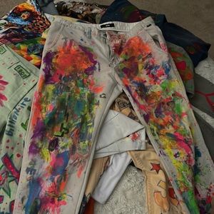 reVamped splashed vans pants size 34